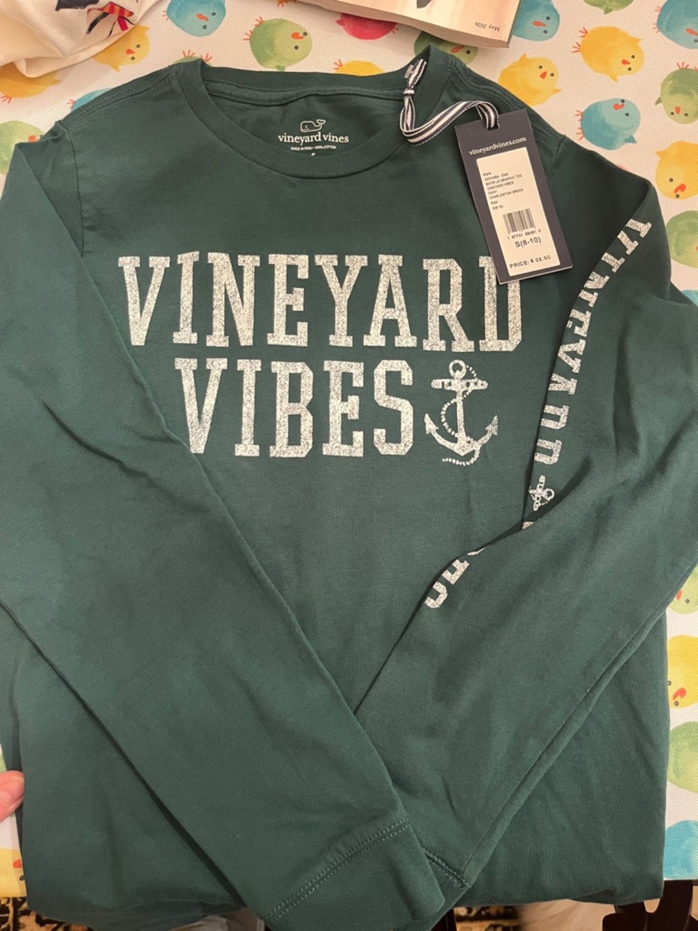 Vineyard Vines Forest Green Long-Sleeve "Vineyard Vibes" Tee